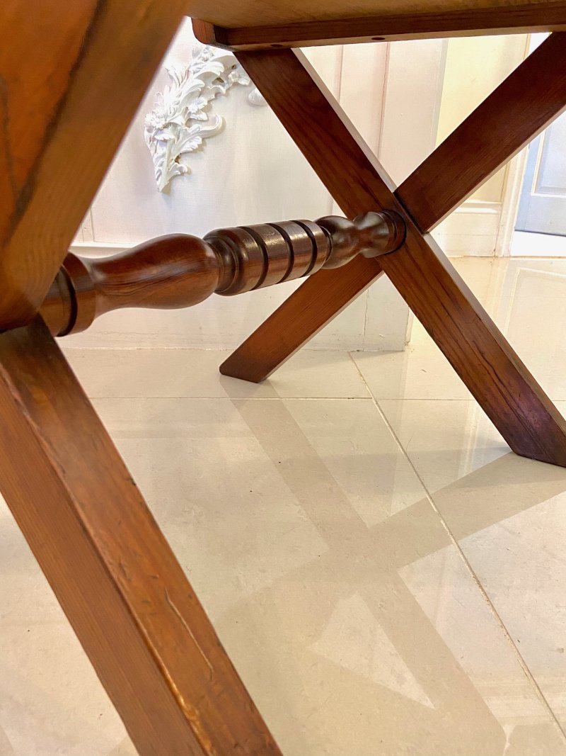 Unusual Antique Set of Twelve Gothic Pitch Pine Dining Chairs - Image 14